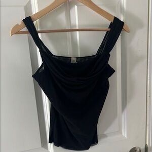 Sweet Pea Y2K drape neck Nylon top. Size medium